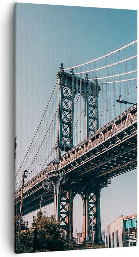 Bild auf Leinwand - Leinwandbild - Einteilig - Manhattan Brücke Brücke - 55x100cm - Wand Bild - Wanddeko - Wandbilder - Leinwanddruck - Bilder - ...