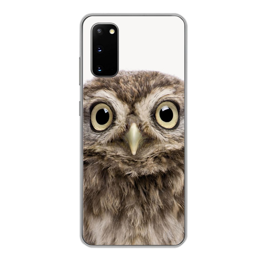 MuchoWow Handyhülle Schutzhülle Hülle für Samsung Galaxy S20 Eule - Eule - Porträt - Braun - Vogel - Jungen - Mädchen Silikon Softcase Hand...