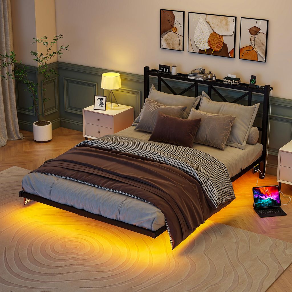 okwish Schwebebett 140x200 Bettgestell Metallbett mit Produktbild 