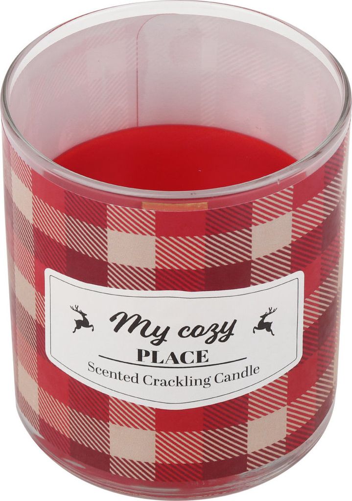 Duft-Knisterkerze mit Motiv "Karo" Rubin Rot 92/80 mm, Weihnachtskerzen von Steinhart Kerzen in RAL-Kerzen Güte Qualität