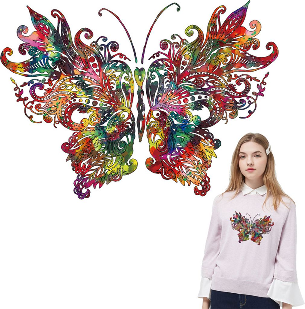 Wärmetransfer Aufkleber waschbarer DIY einfach zu verwenden Schmetterlingsmuster Thermo Aufkleber Kleidung Patch Applique Nähwerkzeug