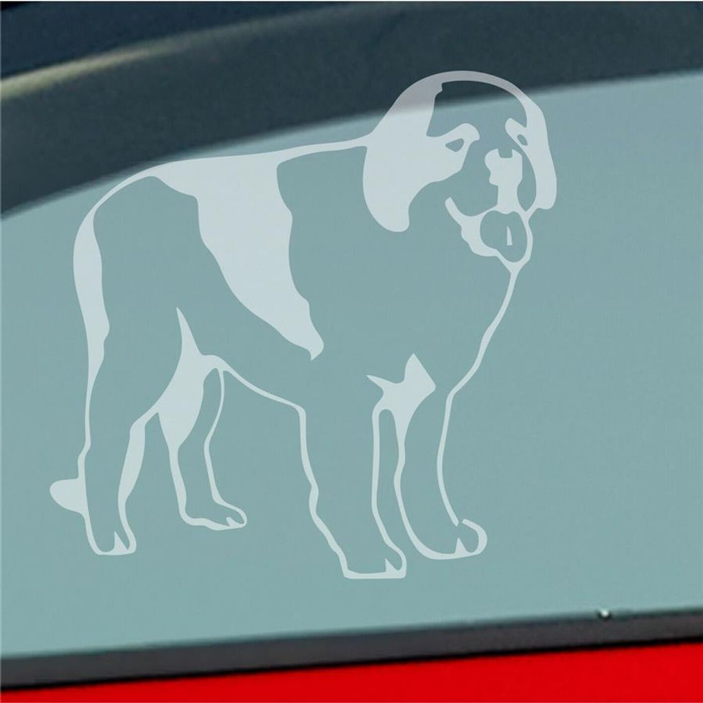 Auto Aufkleber Bernhardiner Dog Tier Hund 10x10 cm Milchglas Sticker Heckscheibenaufkleber
