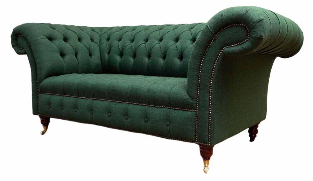 Chesterfield Sofa 2 Sitzer Polster Sofas Grün Luxus Stoffsofas Textil
