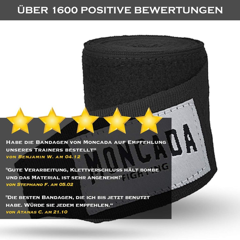 Boxbandagen Bandage Handgelenk Boxen Klettverschluss Farbwahl Heldenwerk, Farbe:schwarz