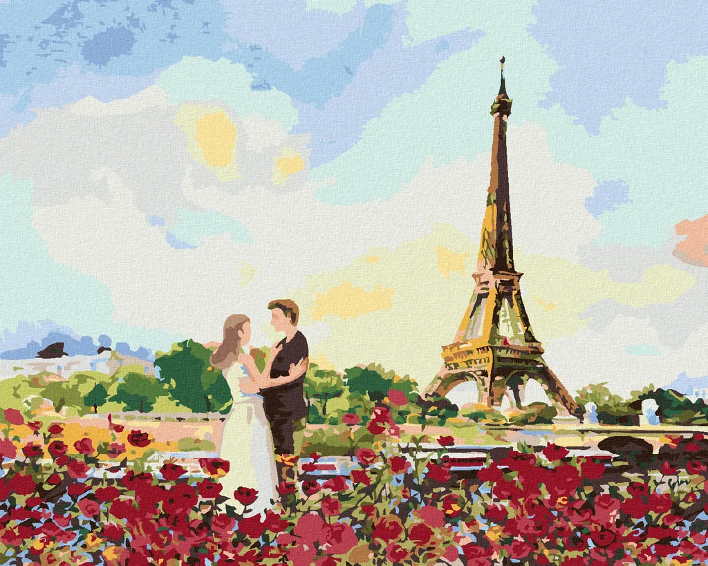 DCIDBEI Kit Diamond Painting 40x50 Cm - Piazza Torre Eiffel, Quadro A Diamanti Fai Da Te Con Paesaggio - Completo Di Strumenti