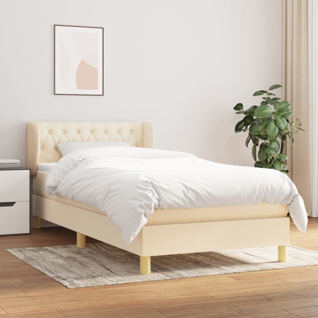 "2026 Promotion" Boxspringbett mit Matratze - Creme 90x190 cm - Stoff - Polsterbett CC6479