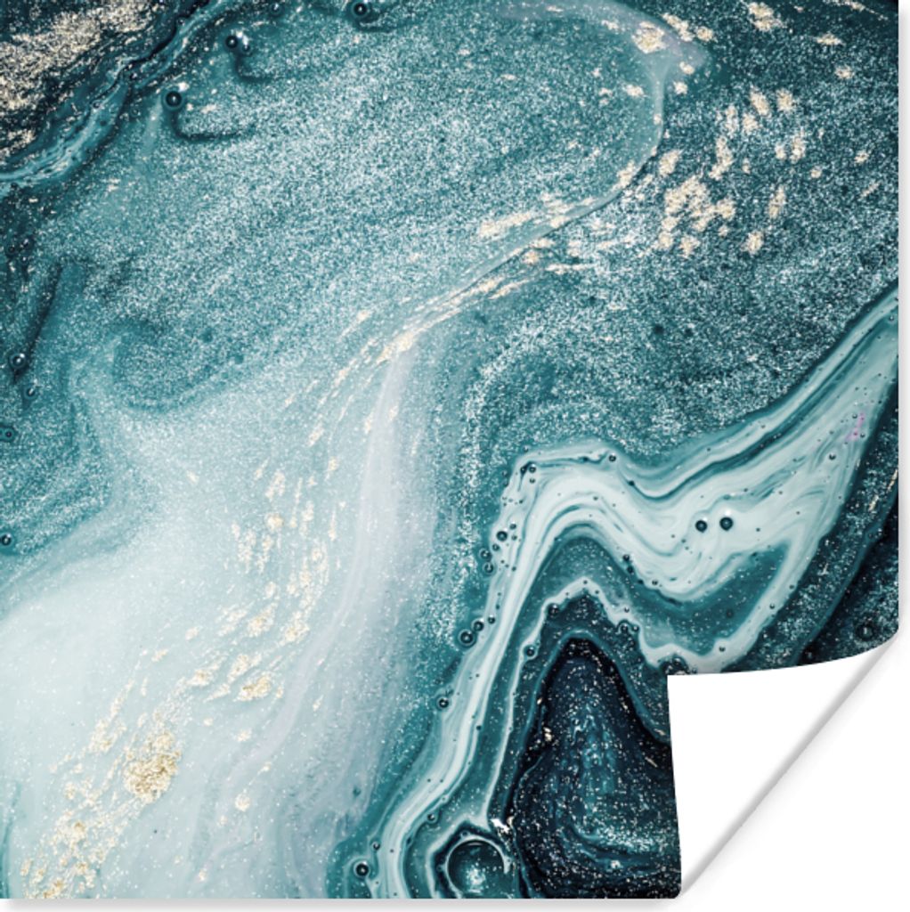 MuchoWow Poster Edelsteine - Blau - Natur - Marmor - Abstrakt 30x30 cm - Wandposter - Printing