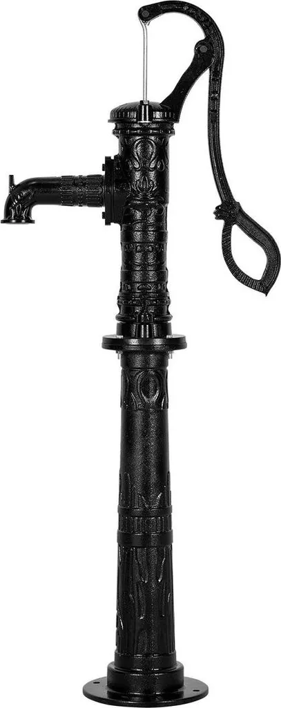 Pompe à main pour puits fonte noire 6m NPT 1-1/4, modèle antique avec socle