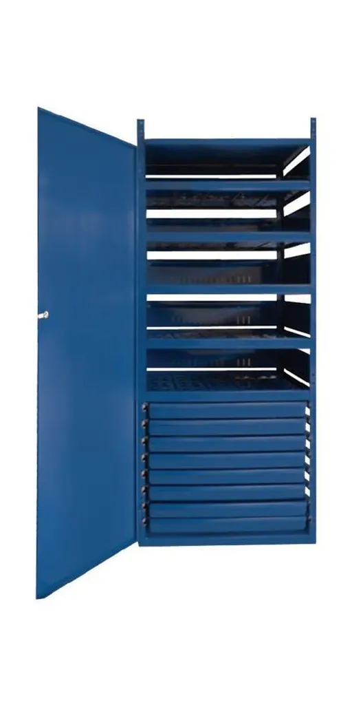 Armoire LOGS 8 tiroirs avec 5 fonds de bacs tri Bleu RAL H1550mm