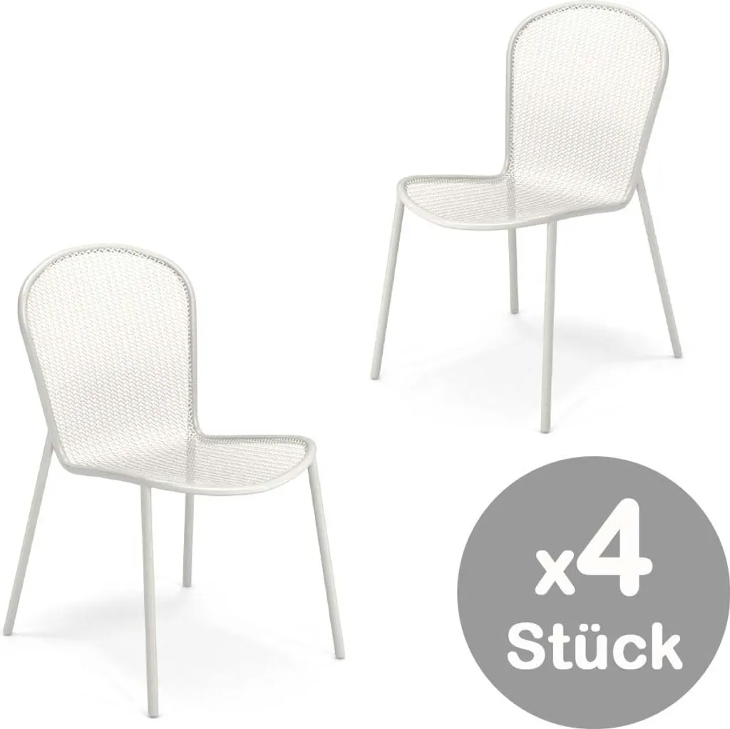 Lot de 4 Chaises Emu Ronda Blanches : Mobilier de Jardin Anti-Corrosion