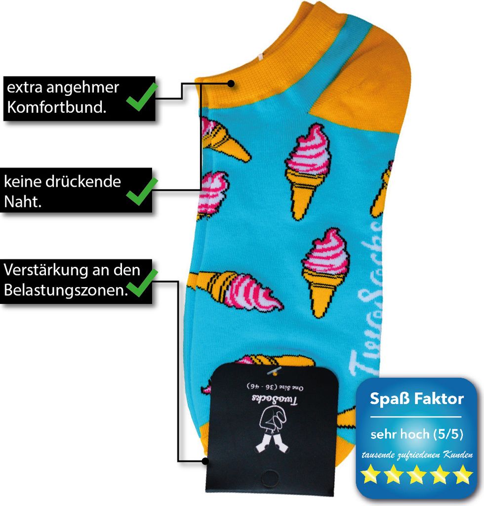TwoSocks lustige Sneaker Socken - Eis Socken  Damen & Produktbild 