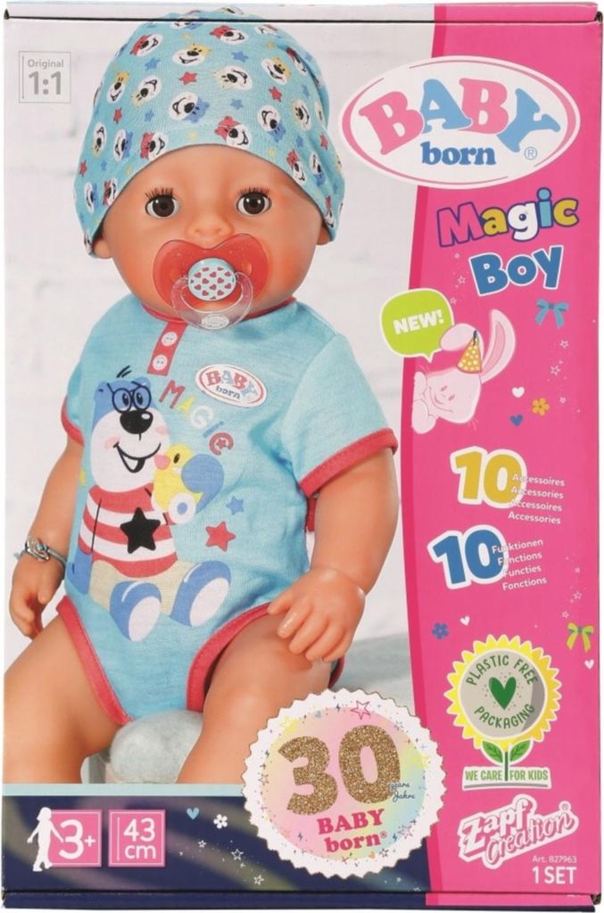 BABY geboren mit magischem Schnuller, Junge, 43 cm