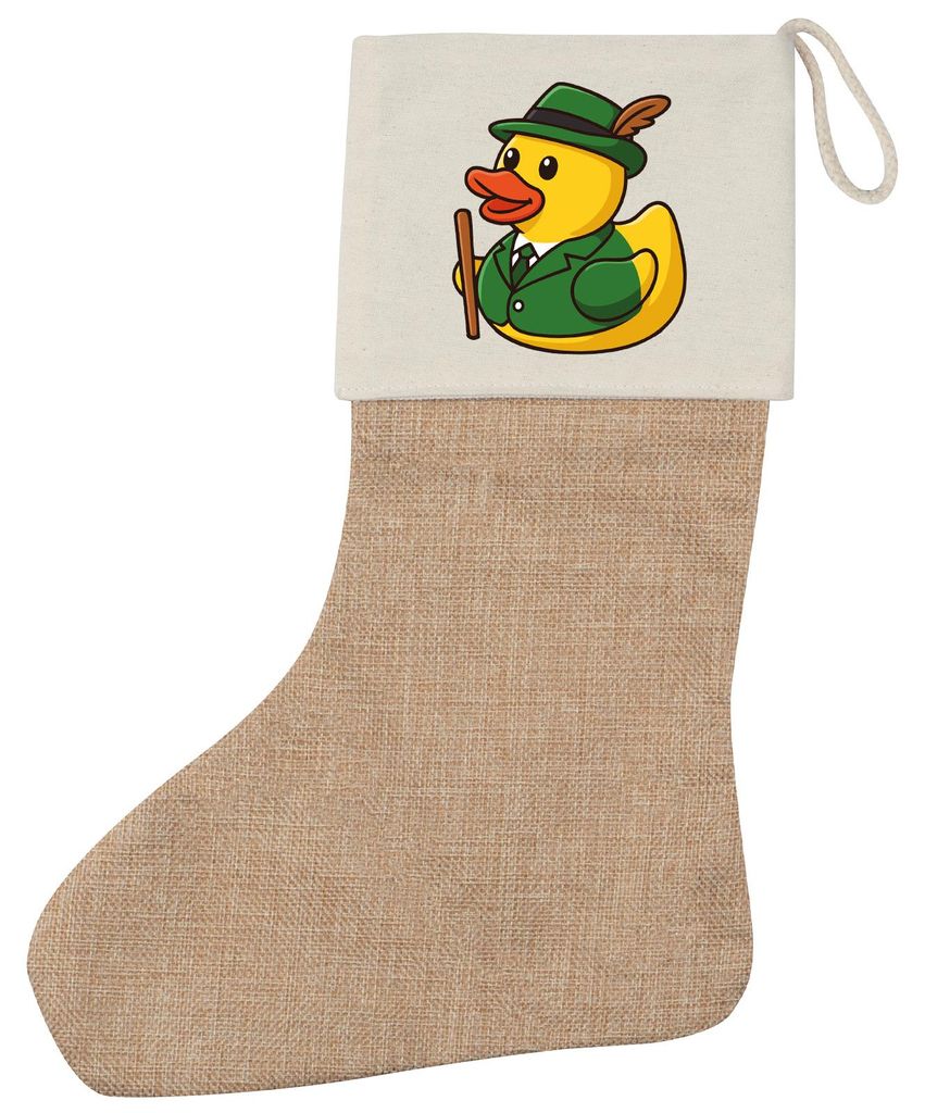 Huuraa Weihnachtsstrumpf Quietscheente Schützenbruder Gummiente Schützenfest Beige Jute Kaminstrumpf Geschenkidee