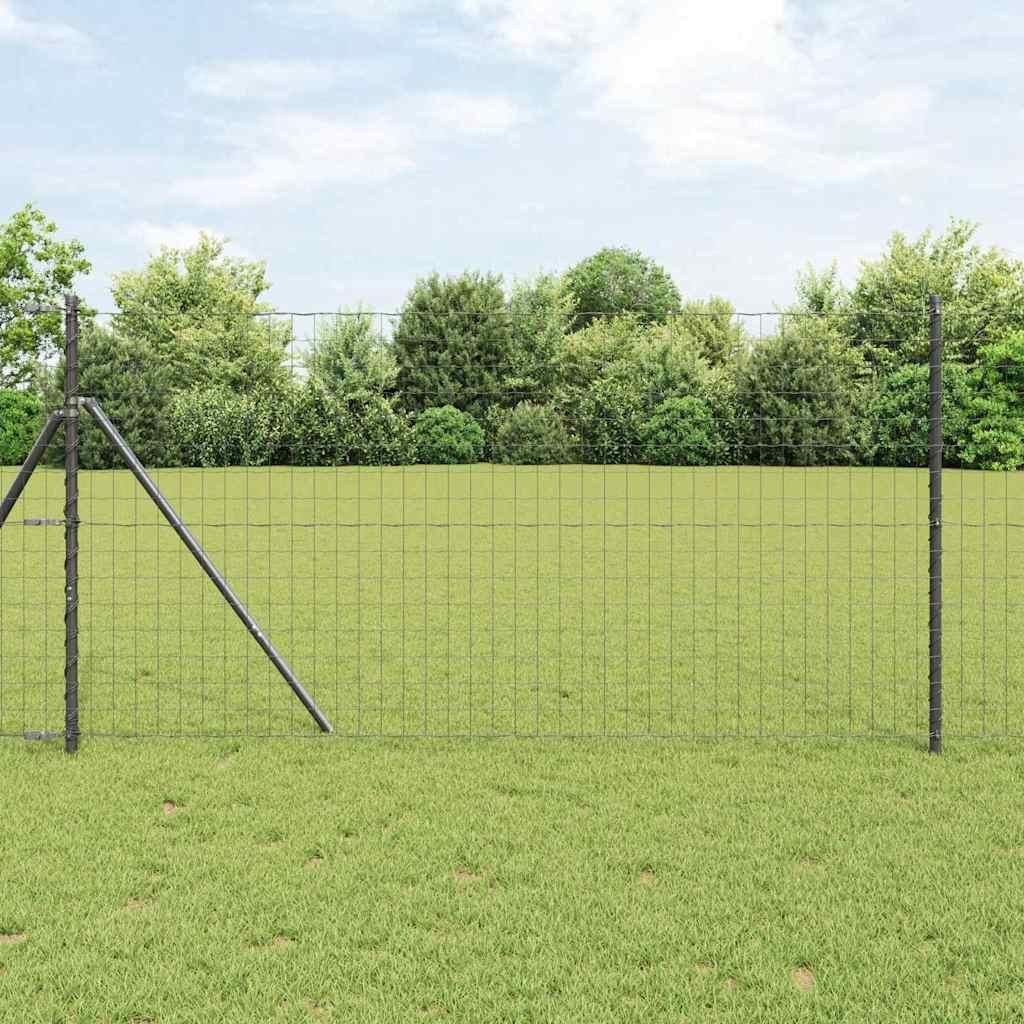 Maison Exclusive - Zaun mit Pfosten Grau 1,4 x 10 m Stahl und PVC