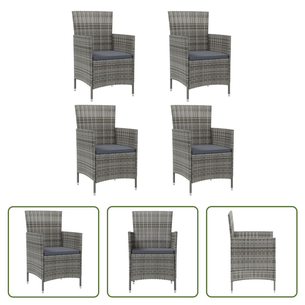 The Living Store Gartenstühle mit Kissen 4 Stk. Poly Rattan Produktbild 