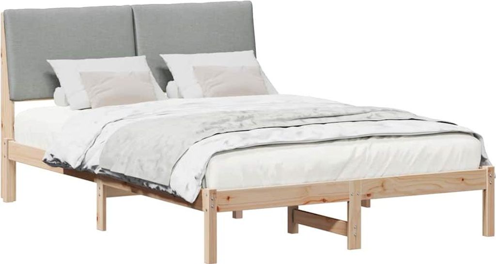 Bettgestell Braun und hellgrau 160 x 200 cm Massivholz Kiefer