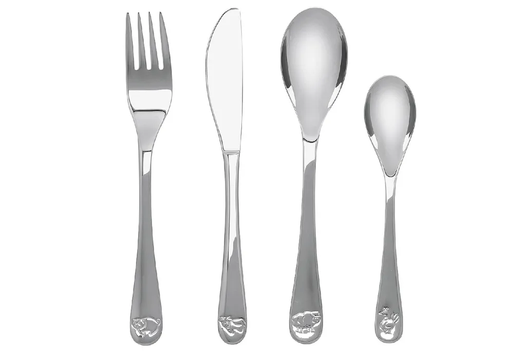 Set Pappa Zilverstad 4 Pezzi: Posate per Bambini con Animali Fattoria