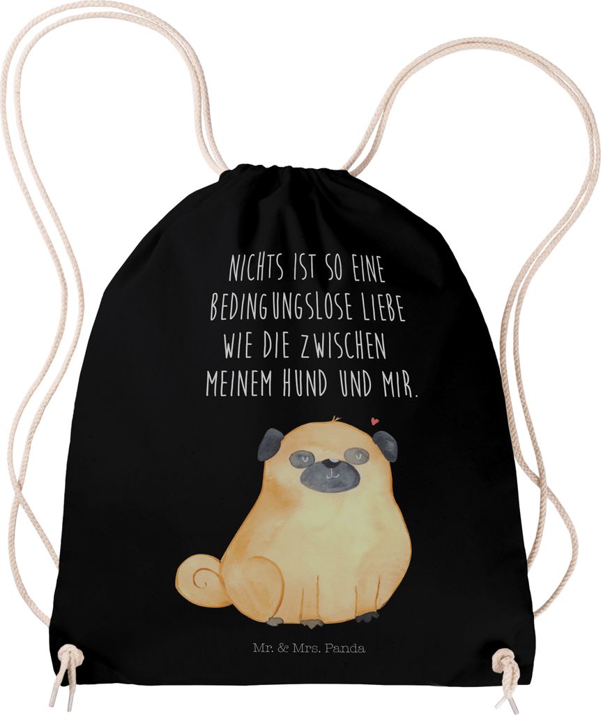 Mr. & Mrs. Panda Beutel Mops - Schwarz - Geschenk, Sprüche, Liebe, Turnbeutel, Jutebeutel, gym tasche, Pure, Sportbeutel, sporttasche klein, Hund,...