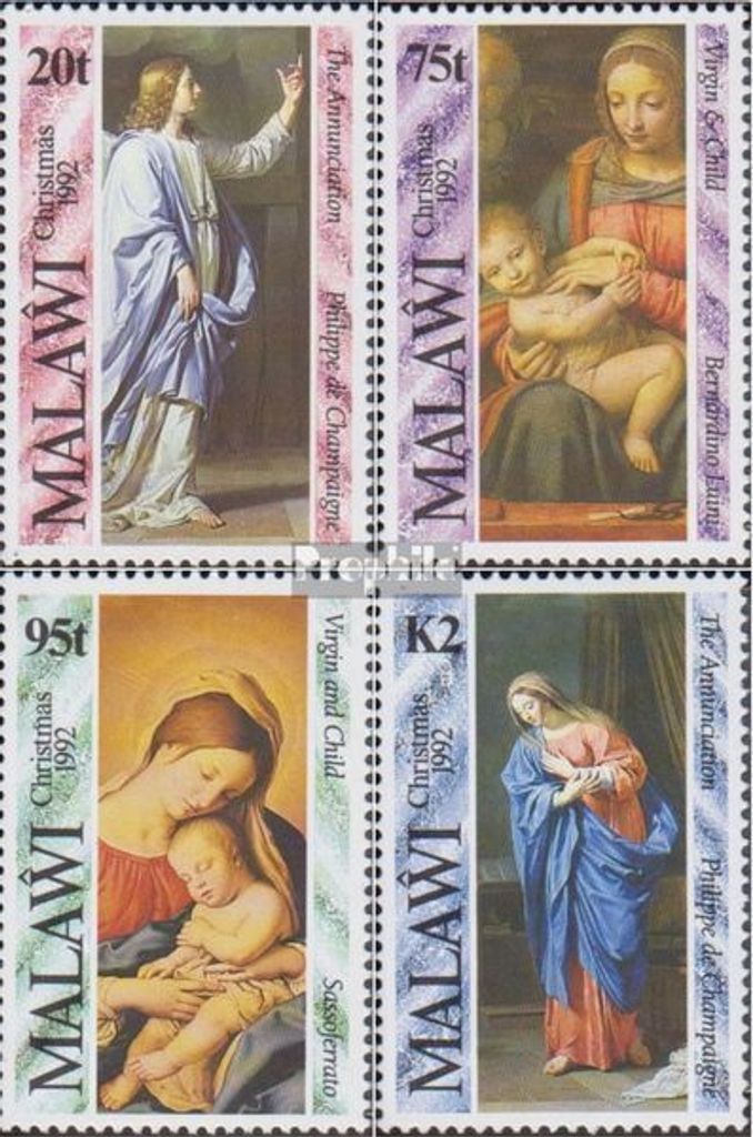 Briefmarken Malawi 1992 Mi 605-608 (kompl.Ausg.) postfrisch Weihnachten Gemälde
