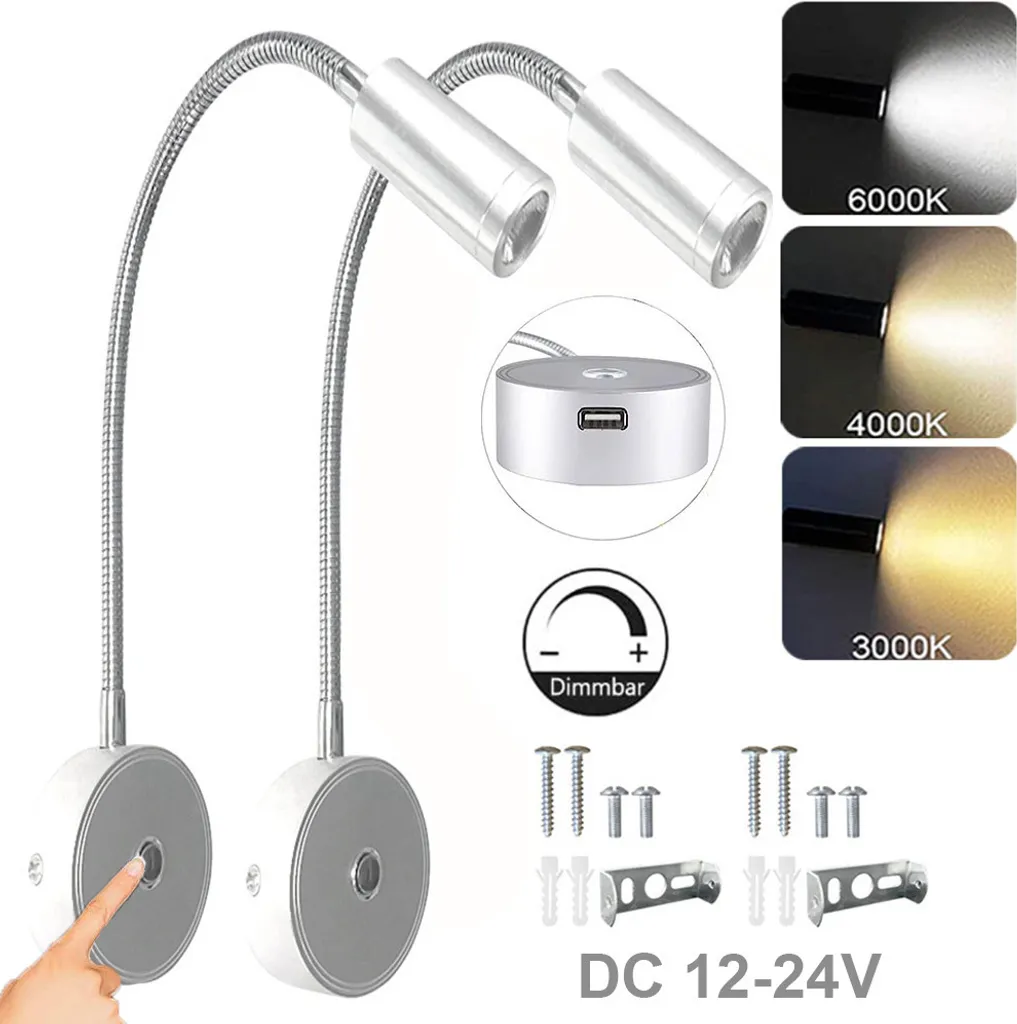 Luci da Lettura LED 12-24V per Barca e Yacht - Set 2 Pezzi Touch