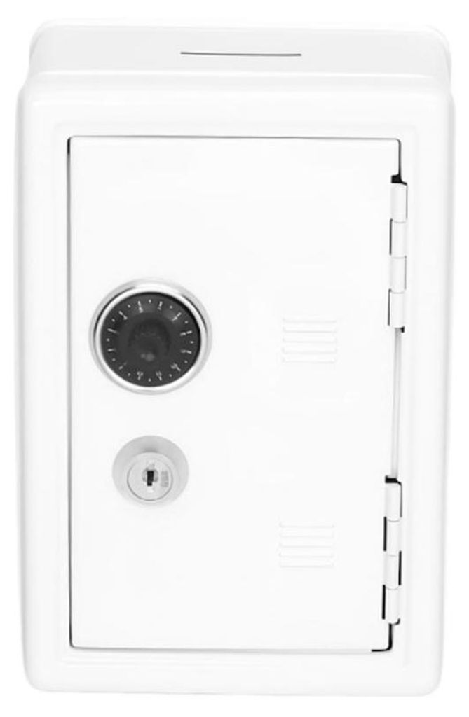 INF Edelstahl Safe mit Zahlenschloss 12cmx18cmx9.5cm Mobiler Geldkasten Weiß