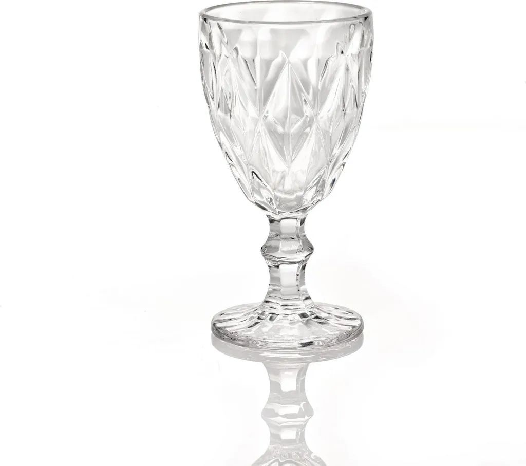 6 Calici Vetro Loira Trasparente 290 ml - Design Intagliato Chic