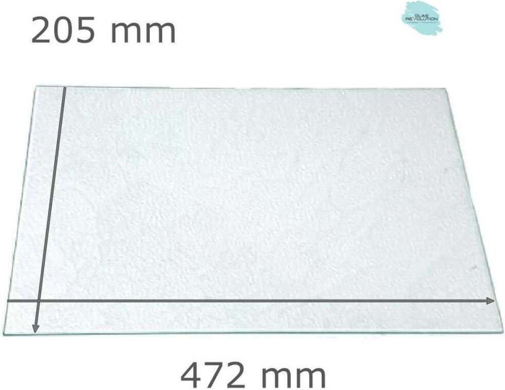 Kühlschrank Einlegeboden - Strukturglas Kathedral 4 mm - eckige Ecken - 472 mm x 205 mm - (89,96 EUR / qm - Mindestbfl. 0,25 qm - Kantenb. 5,35 EU...