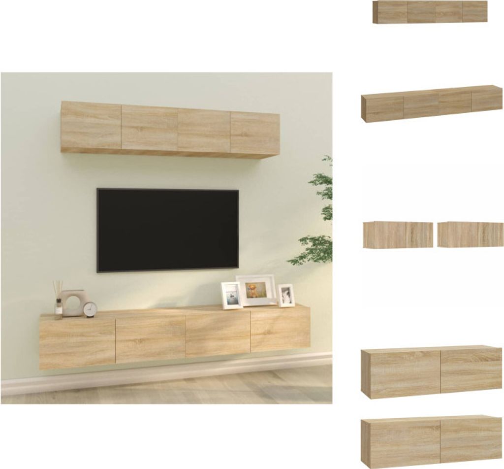vidaXL 4-tlg. TV-Schrank-Set Sonoma-Eiche Holzwerkstoff -  Produktbild 