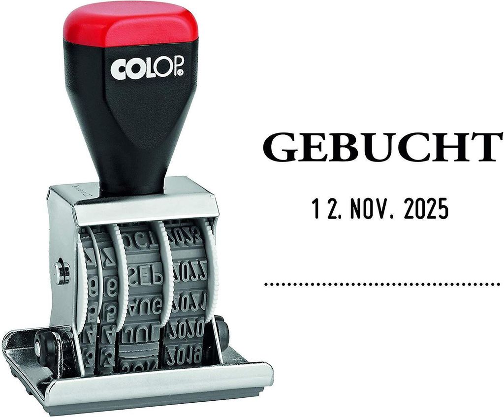 COLOP Datumstempel 04060 L3 "GEBUCHT" mit Textplatte