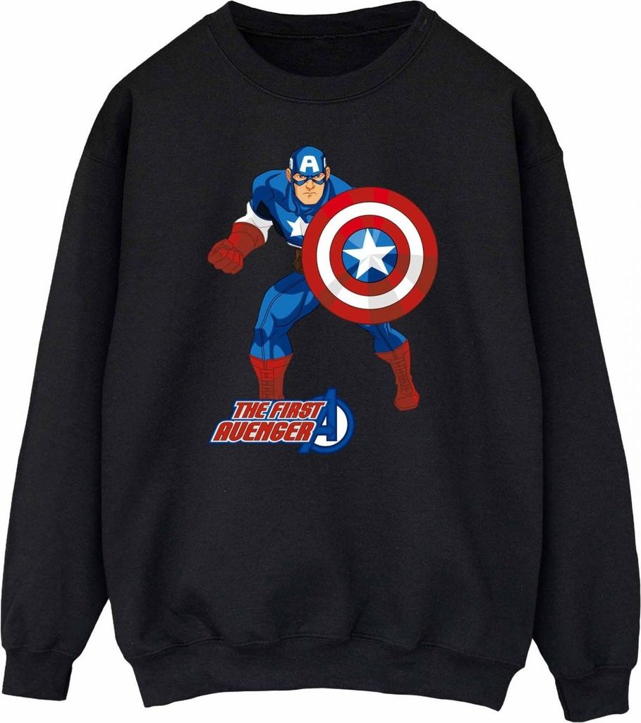 Captain America - "The First Avenger" Sweatshirt für Damen BI388 (XXL) (Schwarz)