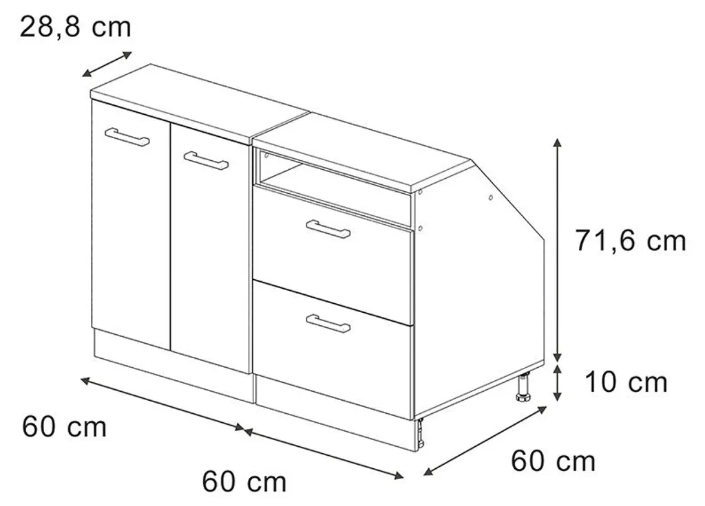 Meuble de rangement sous pente 120cm - Lot de 2 Caissons Rion Gris Anthracite