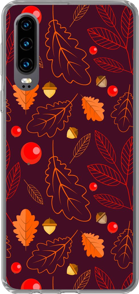 MuchoWow Handyhülle Schutzhülle Hülle für Telefoonhoesje Huawei P30 Muster - Herbst - Laub - Mädchen - Kinder - Kinder Silikon Softcase Hand...