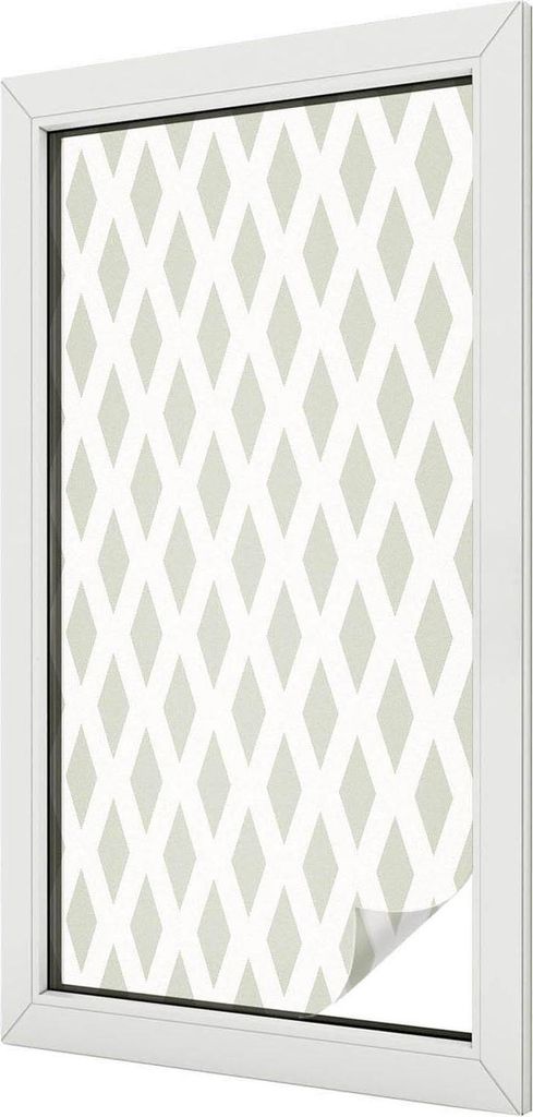 Buntglas Fensterfolie – 100x50 cm – Stained-Glass Design – blickdichte dekorative Sichtschutzfolie – selbstklebend, UV-Schutz – Rautenmuster