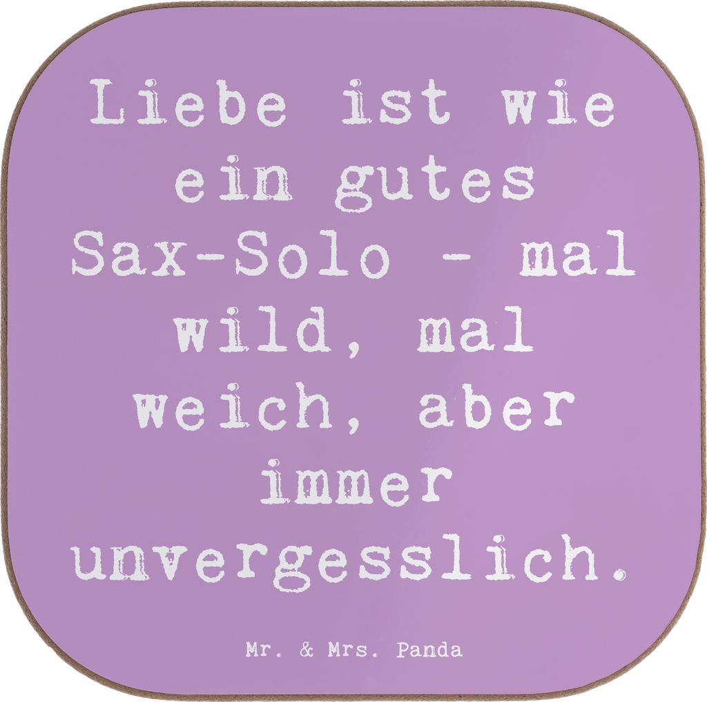 Mr. & Mrs. Panda Untersetzer für Gläser Spruch Saxophon Liebe - Lavendeltraum - Geschenk, Emotionen, Instrument, Holzuntersetzer, Musik, Solo, Bl...