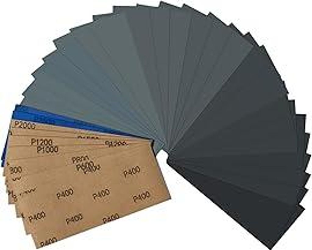 Schleifpapier Set, Nass und Trocken Sandpapier 23 x 9 cm, Körnung 400 600 800 1000 1200 1500 2000 2500 3000, Fein Schleifpapier für Auto Metall H...