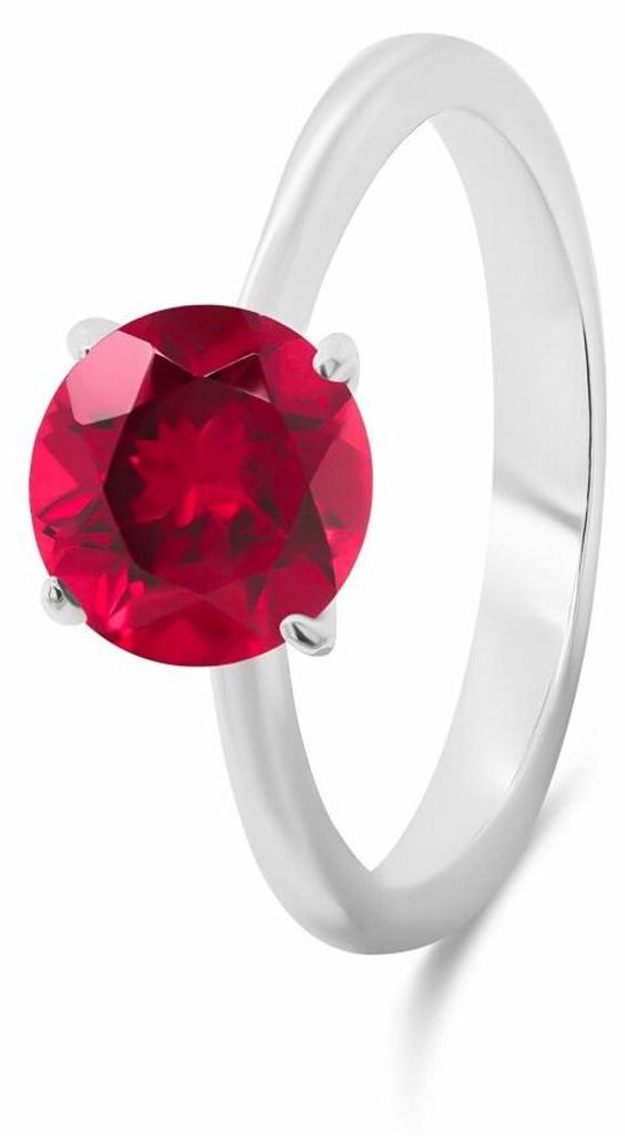 Zarter Silberring mit rotem Zirkon RI057WR - Schaltung: 54 mm