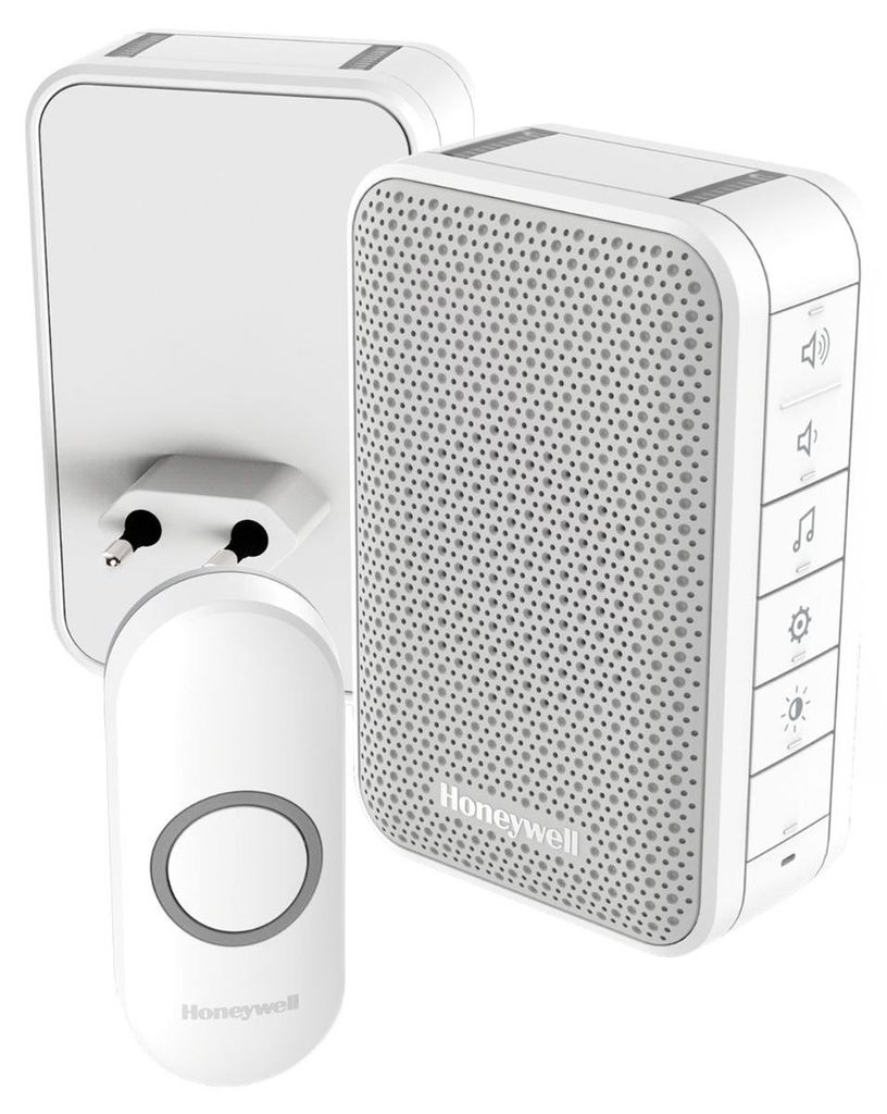 Honeywell Serie 3 Türklingel Funk - Funkklingel mit 150m Reichweite und 84dB Lautstärke - Steckdosenklingel und Tragbare Türklingel mit LED Lich...