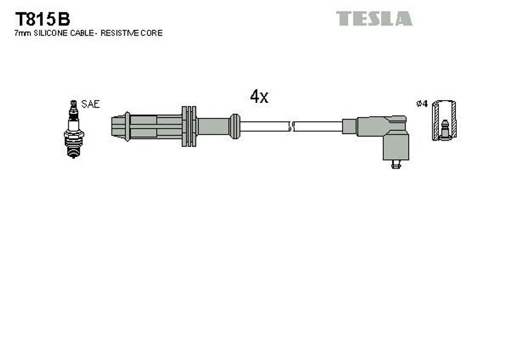 TESLA T815B Zündkabelsatz Zündleitungssatz passend für PEUGEOT 206 Schrägheck (2A/C) 106 II Schrägheck (1A, 1C) 205 II (20A/C) 306 Schrägheck...