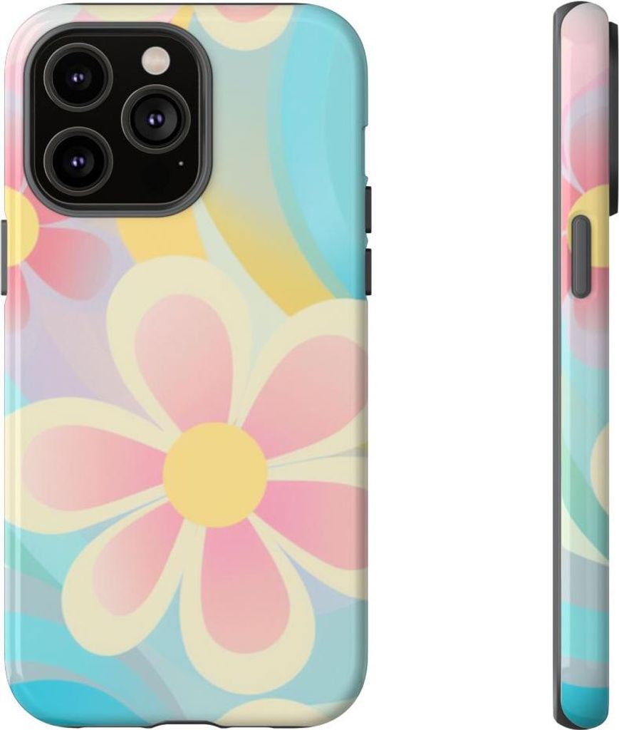 Pastellfarbenes Retro-Blumenmuster – Hülle Kompatibel mit iPhone 14 Pro Max