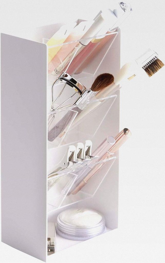 TOWER Makeup Storage Case, white, ABS Resin/Polycarbonate/Silicone, 12 x 7.7 x 25 cm