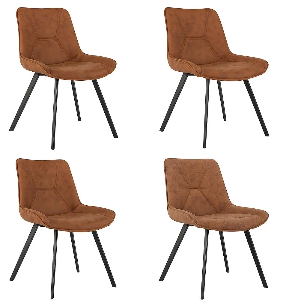 AIORBER Lot de 4 Chaises de Salle à Manger Marron en Tissu Imperméable