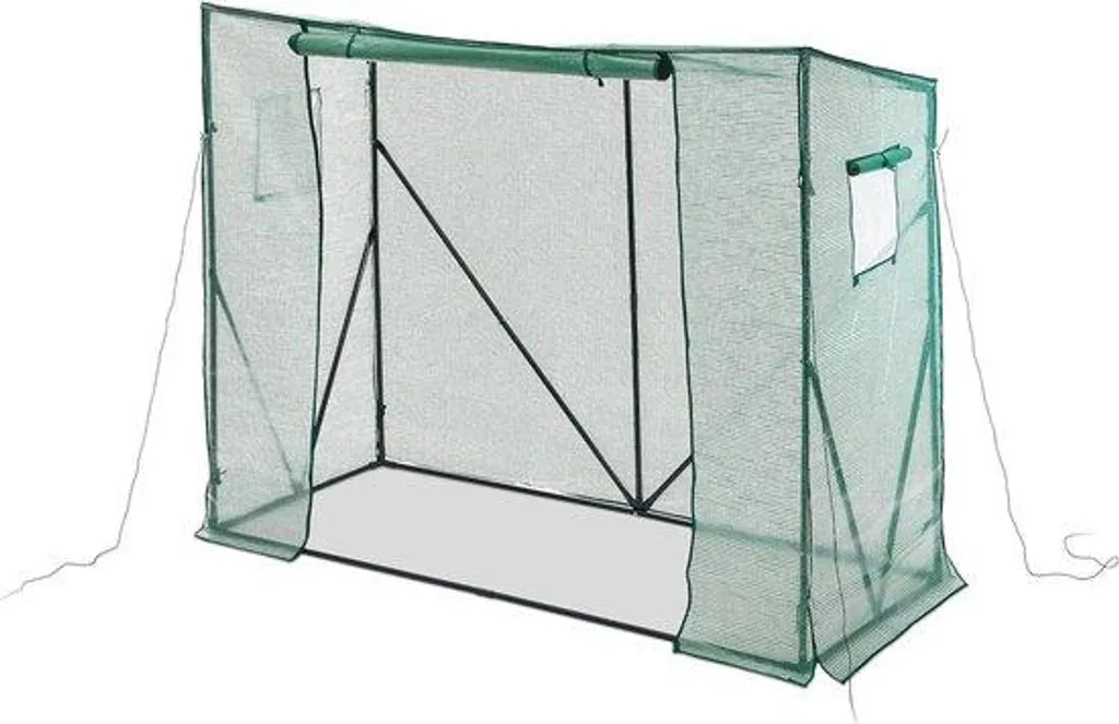 Petit abri de jardin souple en PE vert avec fenêtres et toit incliné