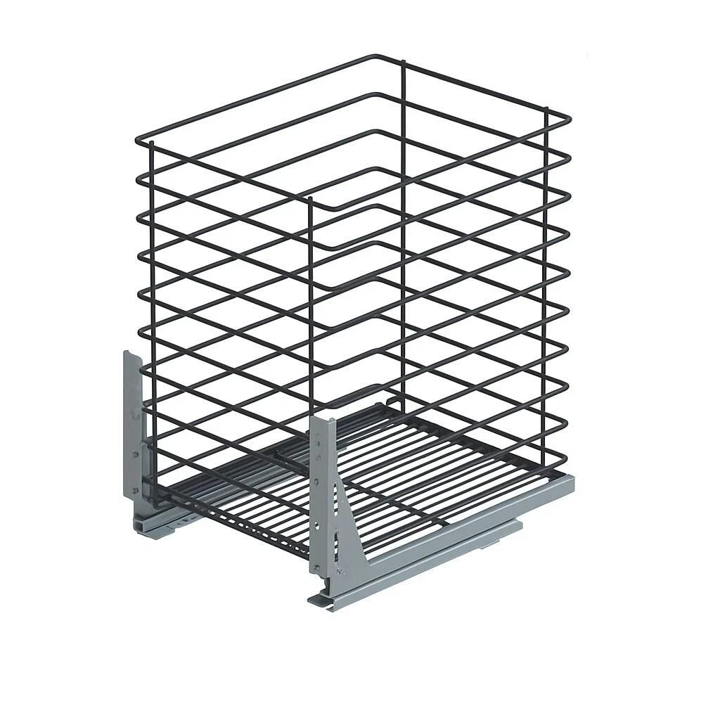 Unterschrankauszug Küche 60 cm | 1 Etage Bodenmontage Anthrazit Soft-Close | Korb-Auszug
