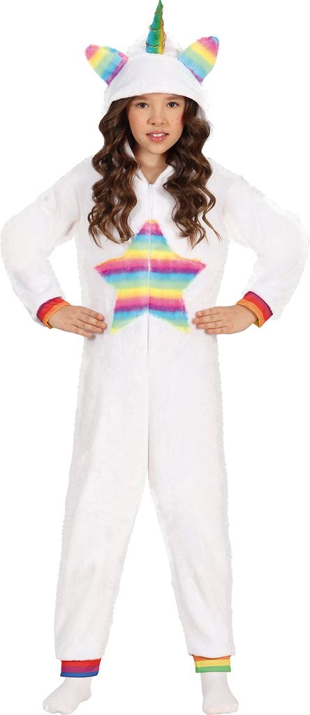 Einhorn Traum Overall Regenbogen Magisch Kinder Kostüm Spaß Spiel Fantasievoll Einhornmütze Märchen Farben Fröhliches Abenteuer, Größe: 128/...