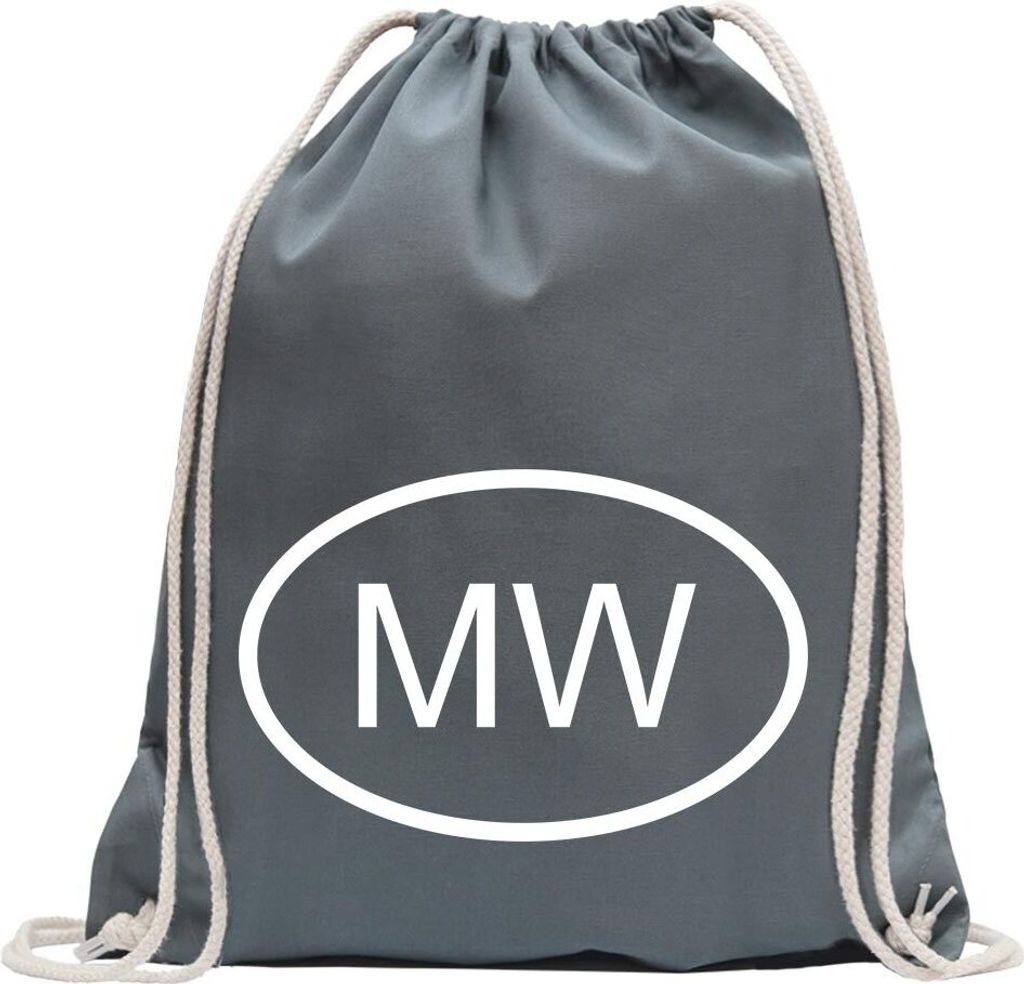 Kiwistar - Turnbeutel - stahlgrau - Malawi MW - Fun Rucksack Sport Beutel Gymsack Baumwolle mit Ziehgurt