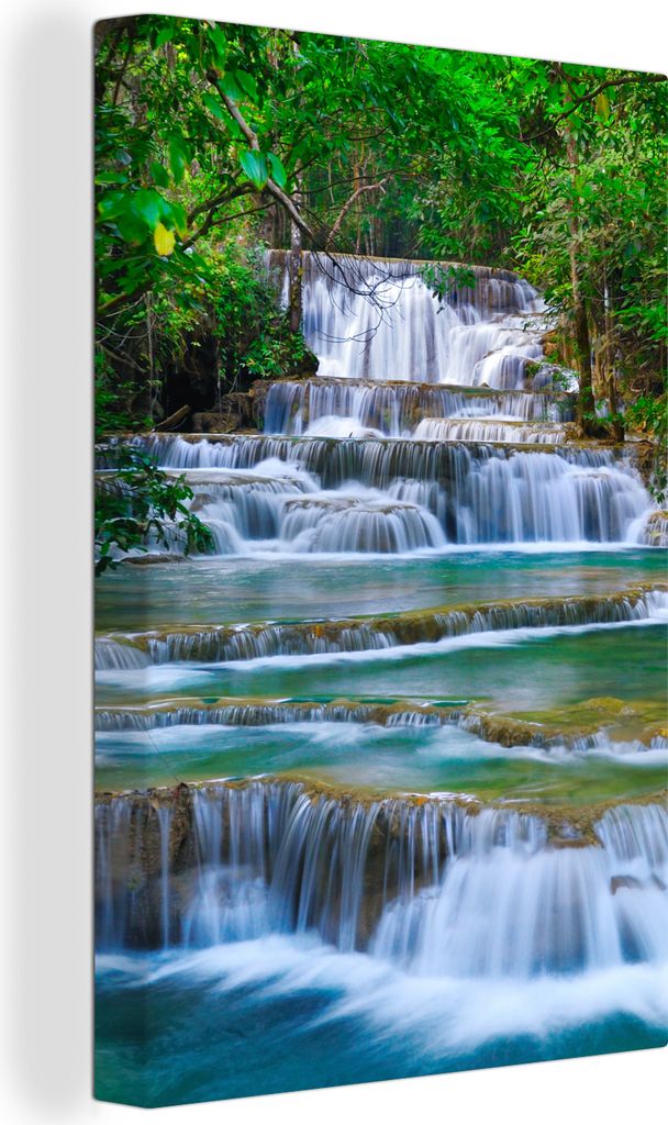 OneMillionCanvasses - Leinwandbilder - 90x140 cm, Wasserfall - Bäume - Natur - Dschungel, Wandbilder Kunstdruck Wanddekoration - Foto auf Leinwa...