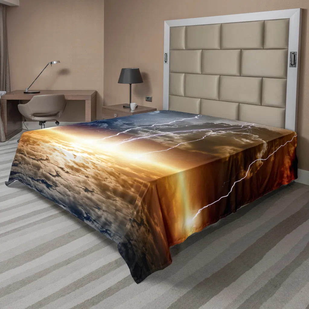 Linge de lit décoratif pour chambre adulte motif nuages et tonnerre