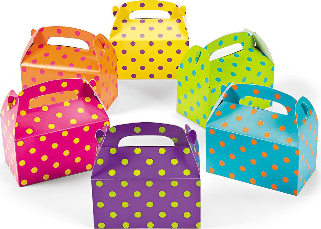 Geschenkboxen bunte Punkte 12 Stück 6 Farben von Palandi