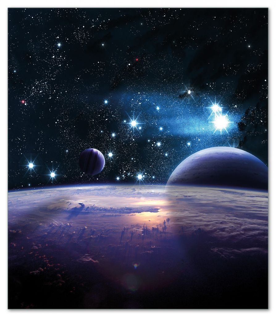 Wallario Herdabdeckplatte aus Glas, Größe 52 x 60 cm 1-teilig, Motiv Planeten im Weltall