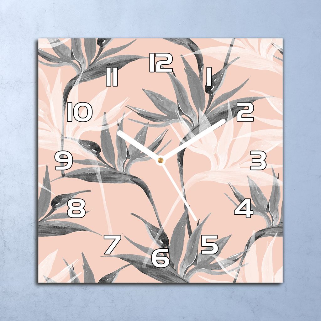 Deko Glasuhr Wanduhr 30x30 Rosa Vogel Paradies Quarz Küchenuhr Bürouhr